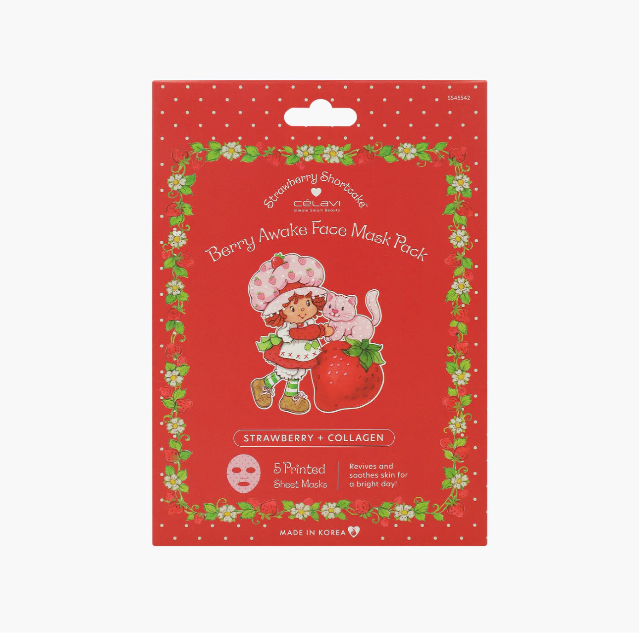 5PC STRAWBERRY SHORTCAKE FACE SHEET MASK