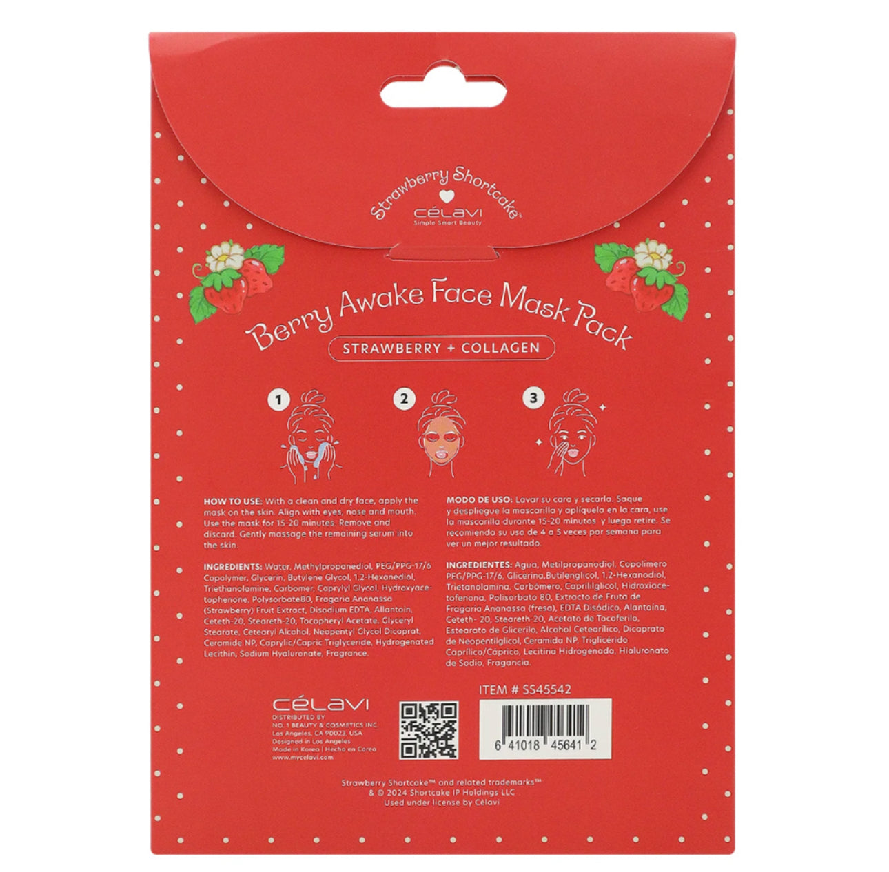 5PC STRAWBERRY SHORTCAKE FACE SHEET MASK SET