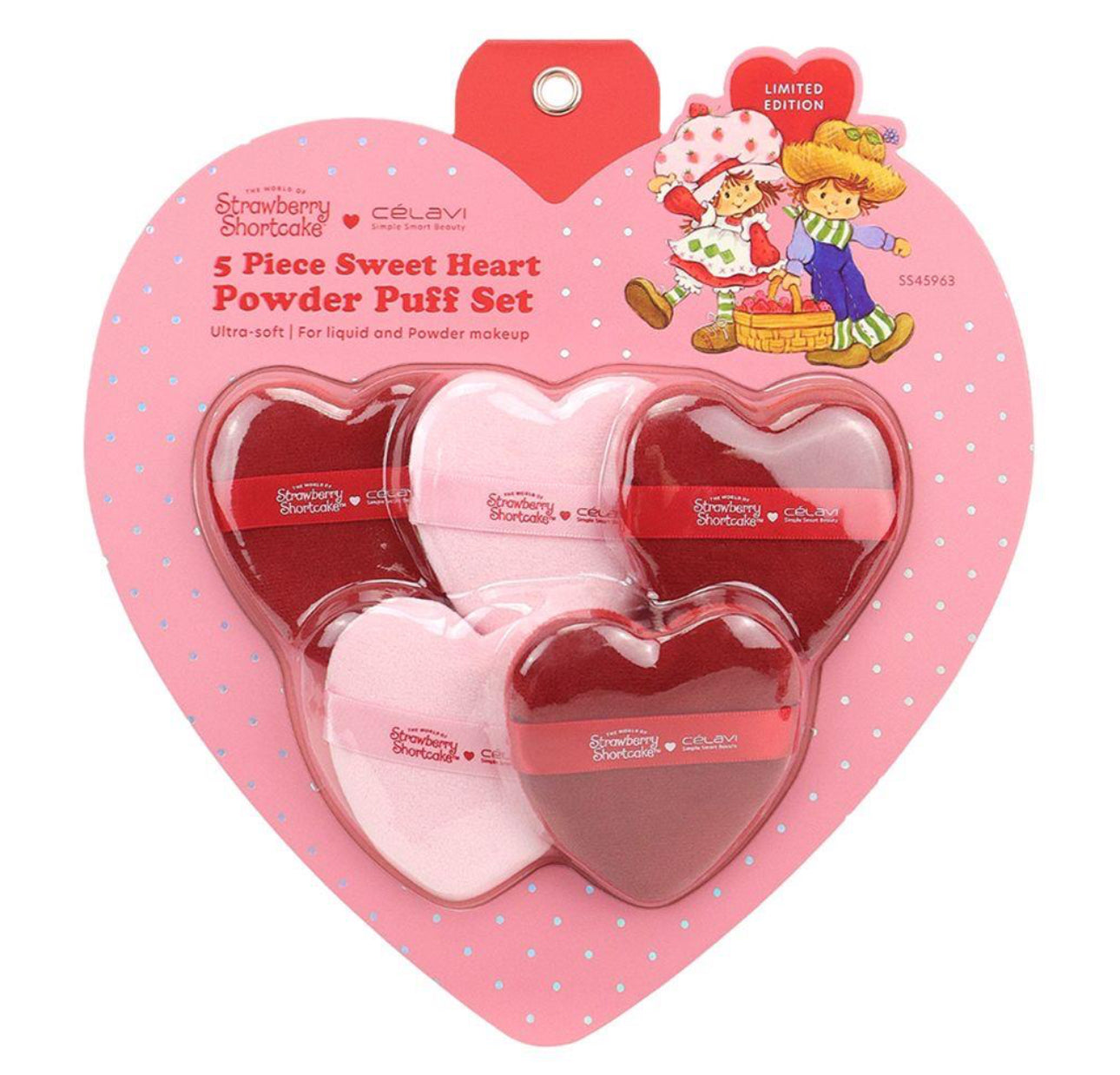 STRAWBERRY SHORTCAKE 5PC SWEET HEART POWDER PUFF SET