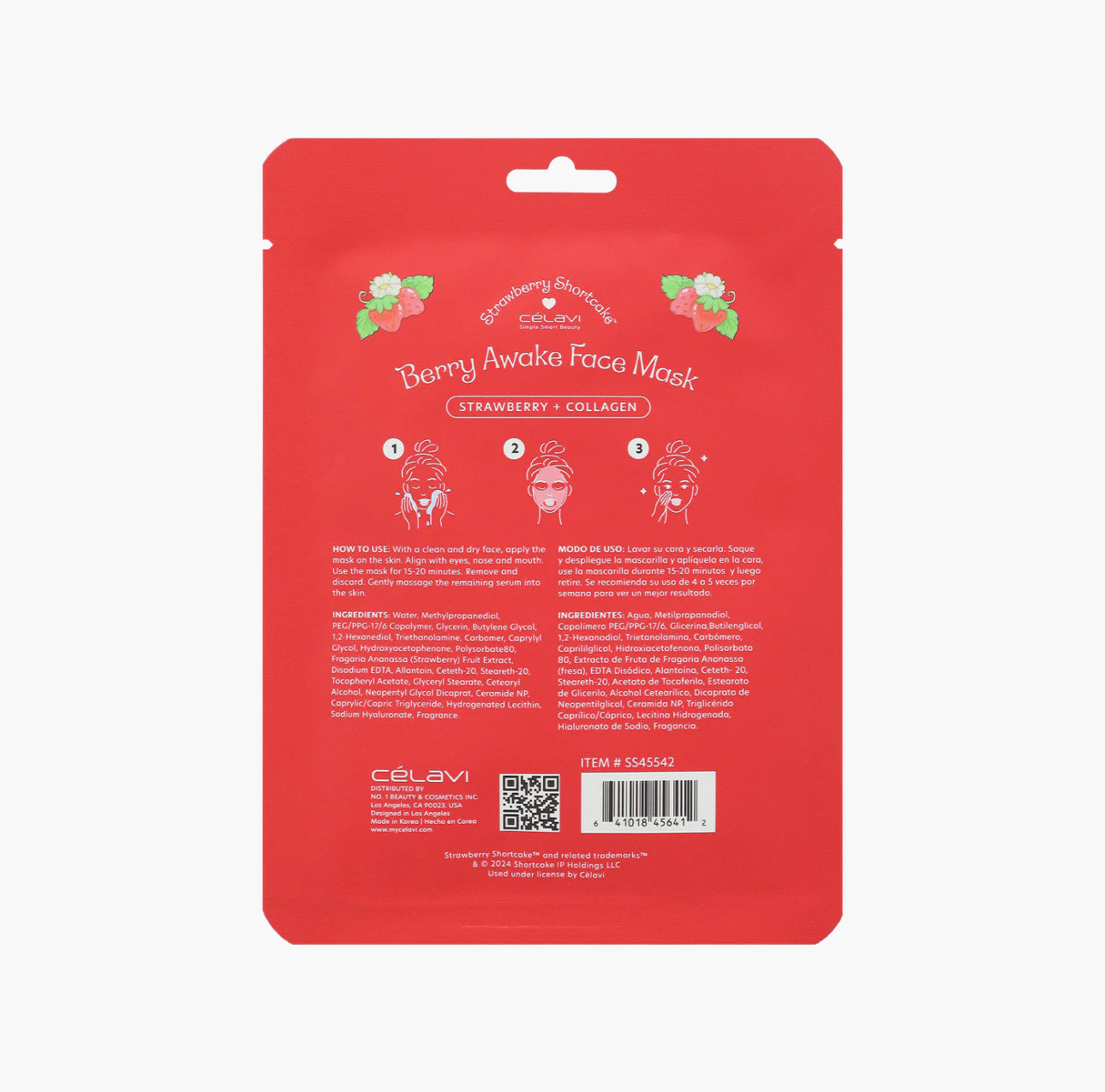 5PC STRAWBERRY SHORTCAKE FACE SHEET MASK