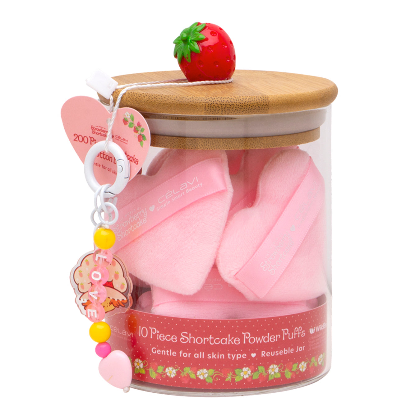10PC HEART STRAWBERRY SHORTCAKE POWDER PUFFS