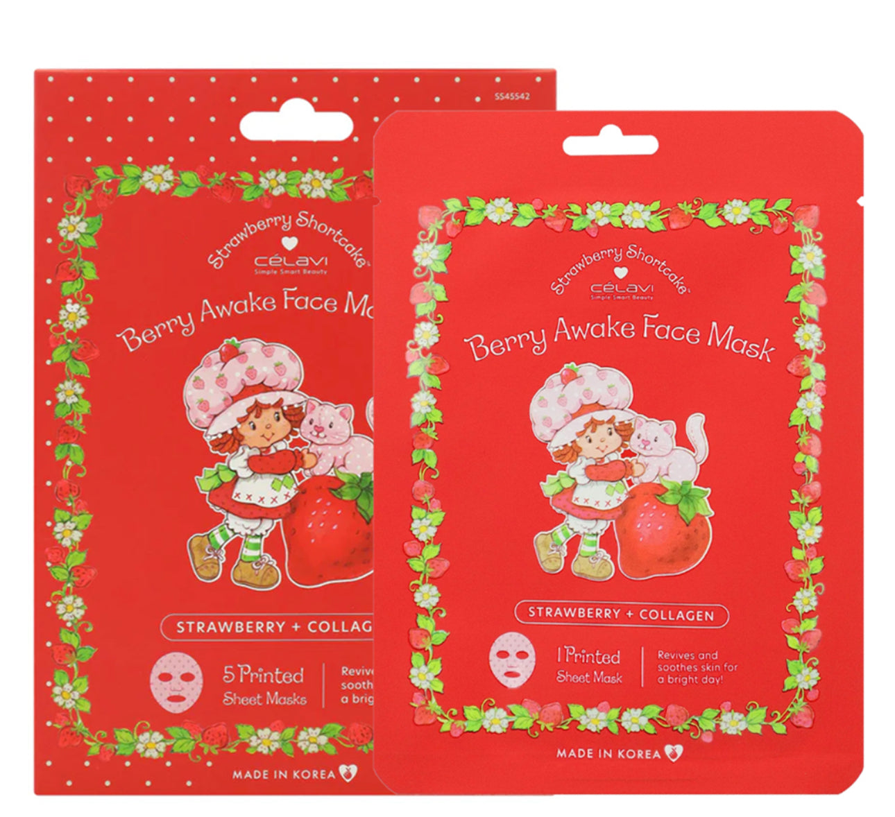 5PC STRAWBERRY SHORTCAKE FACE SHEET MASK SET