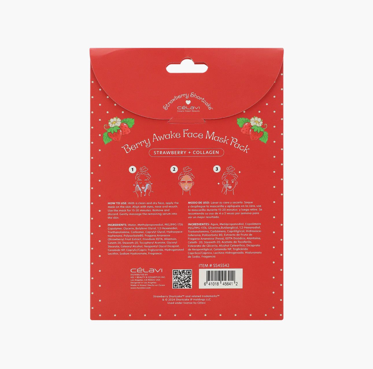 5PC STRAWBERRY SHORTCAKE FACE SHEET MASK