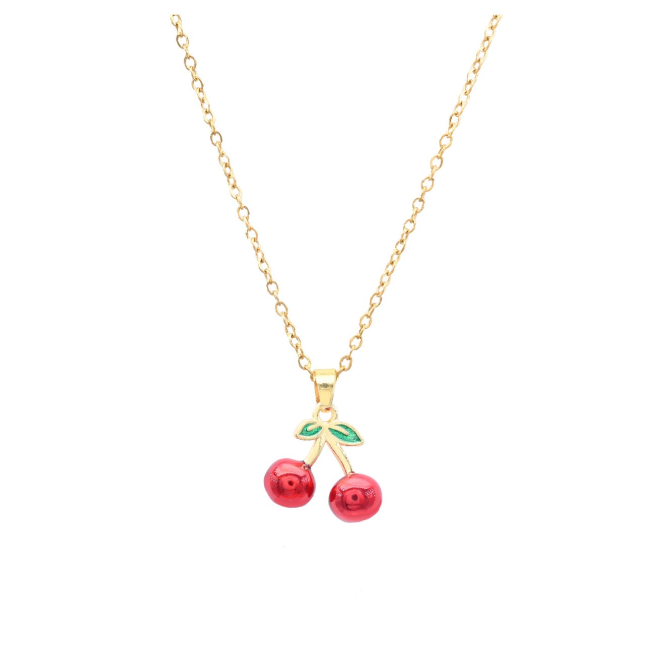 CHERRY CHARM STAINLESS STEEL NECKLACE
