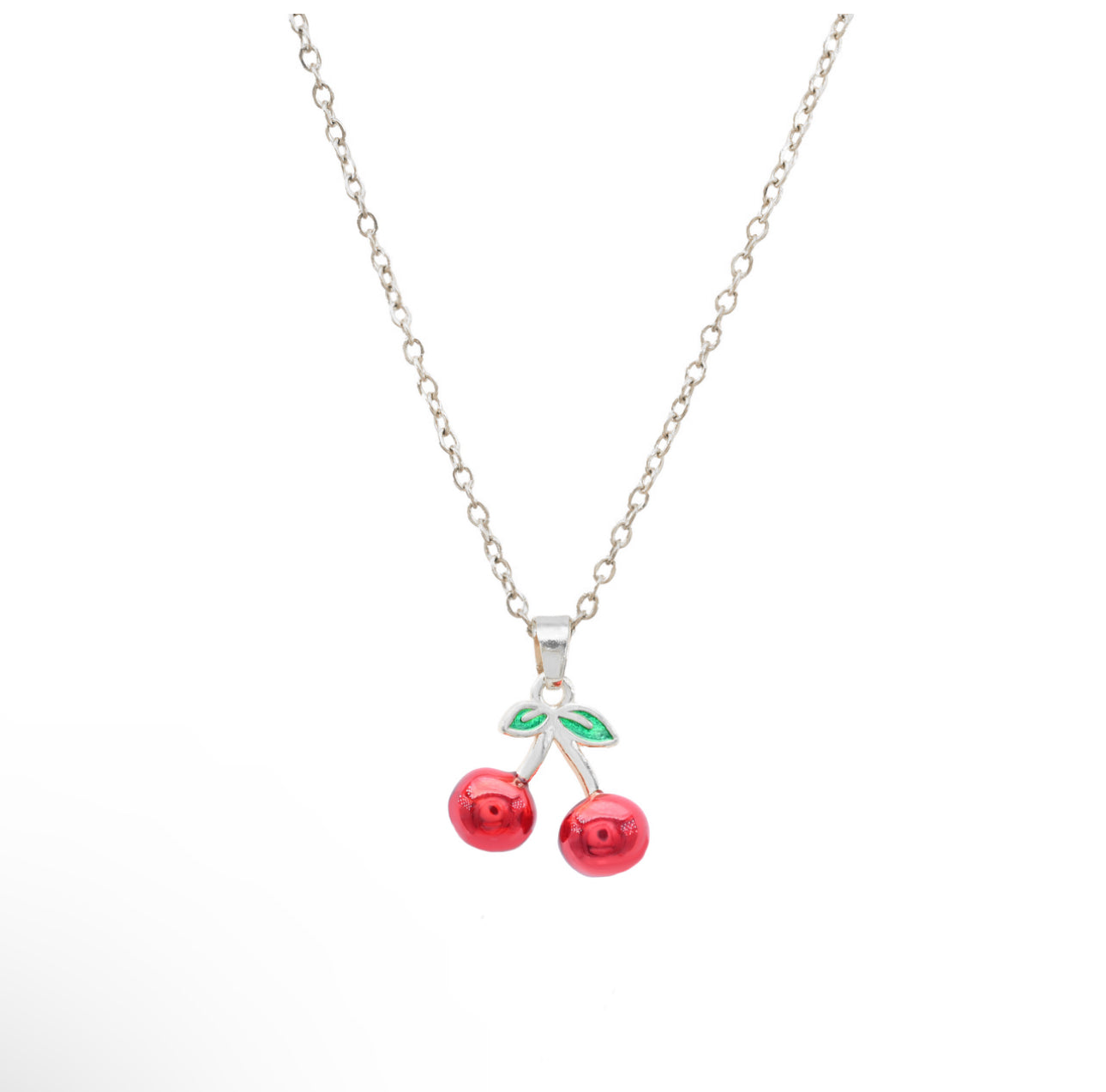 CHERRY CHARM STAINLESS STEEL NECKLACE