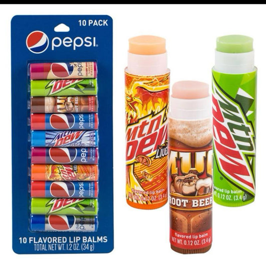 10 FLAVORED LIP BALMS PEPSI