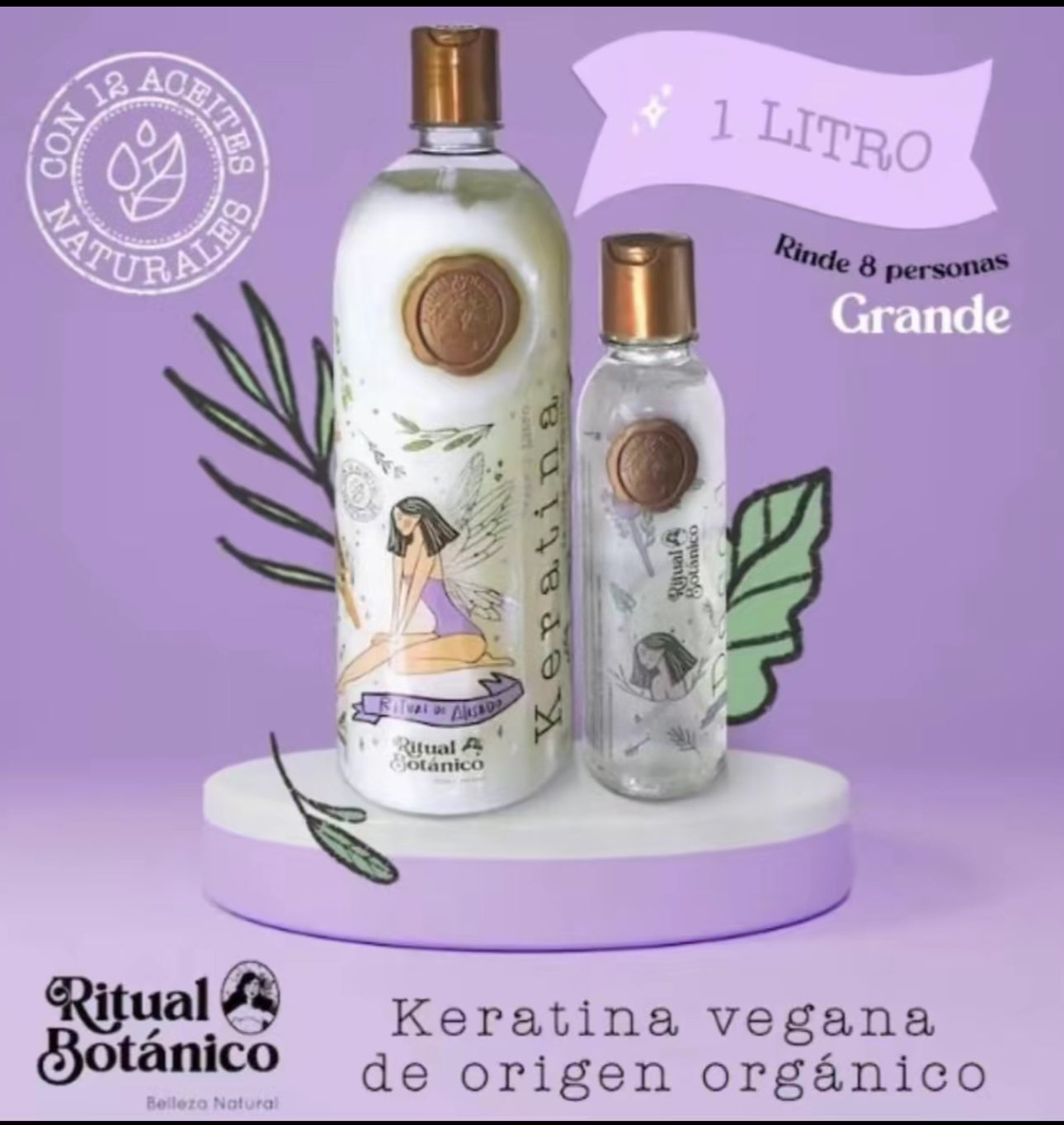 Keratina vegana de origen orgánico ritual botanico 1 litro + shampoo