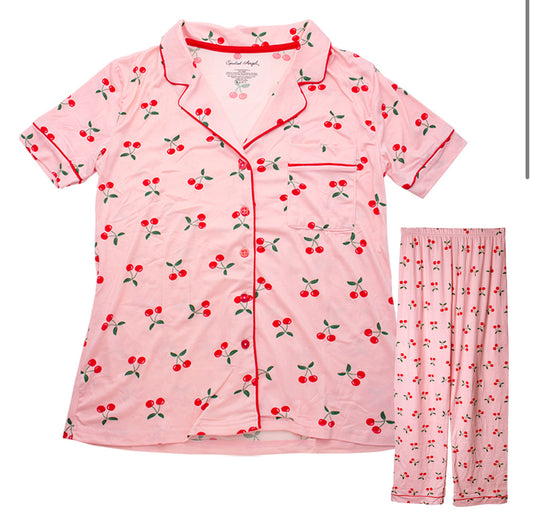 CHERRIES SLEEPWEAR TOP AND PANTS SET